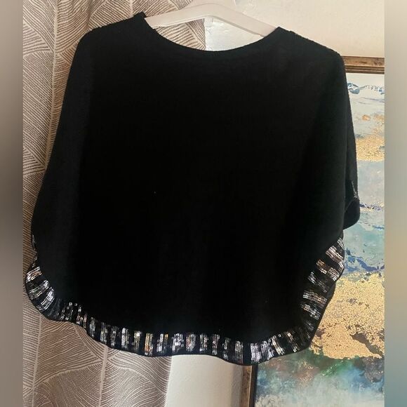 Miu Miu black cape embroidered in black and silver sequins one size - Picture 6 of 10